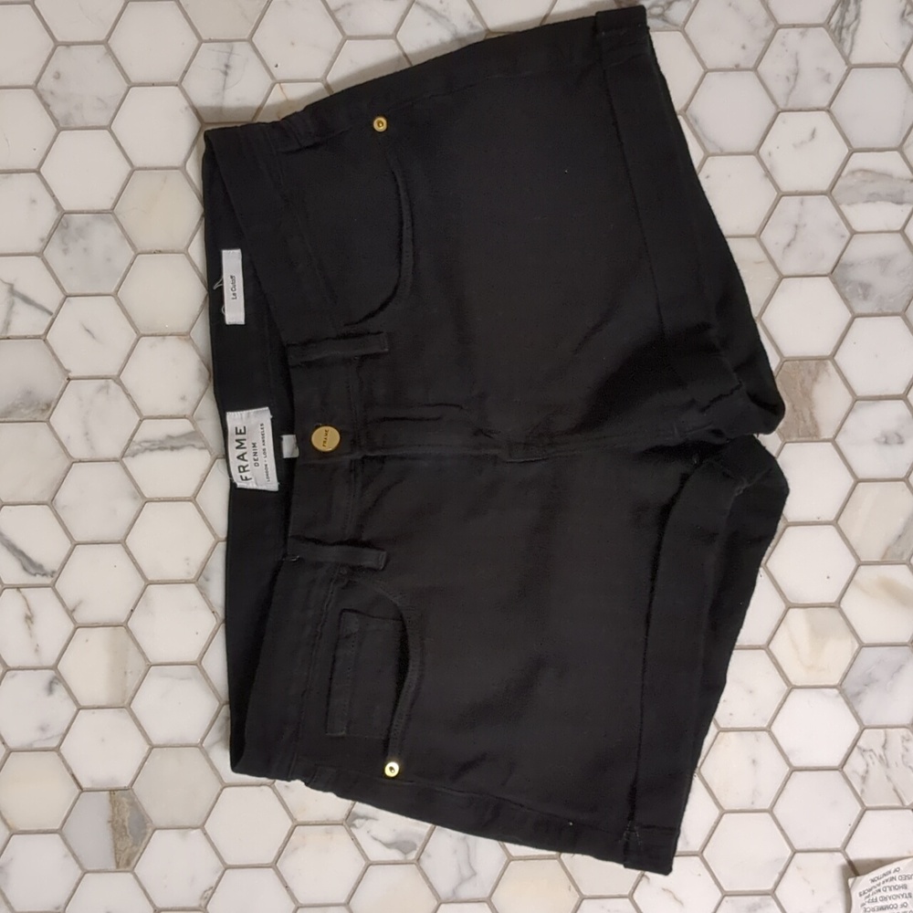 Frame Le Cutoff Denim Black Shorts (worn once!)